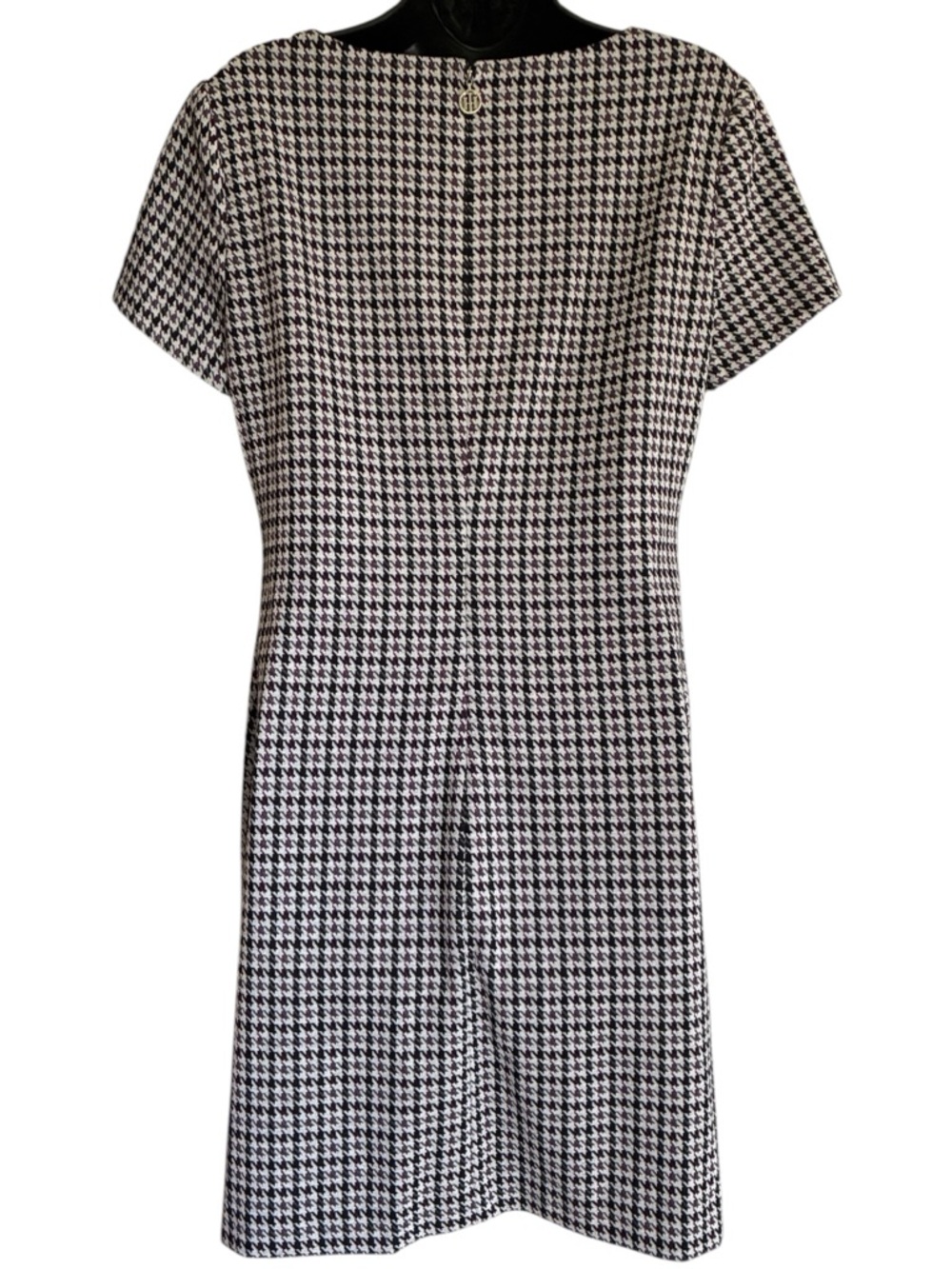 NWOT Preppy Tommy Hilfiger Black, White & Purple Houndstooth Shift Dress Size 10 - Picture 3 of 8
